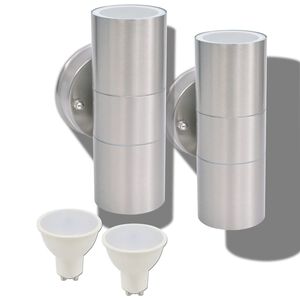 vidaXL Vrtna LED Zidna Svjetiljka 2 kom Nehrđajući Čelik