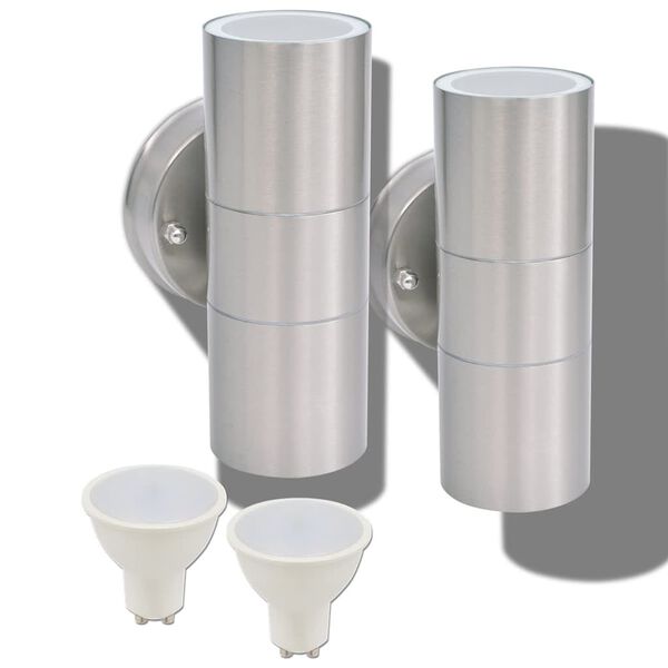 vidaXL Vrtna LED Zidna Svjetiljka 2 kom Nehrđajući Čelik