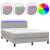 vidaXL Krevet box spring s madracem LED svjetlosivi 140x190 cm tkanina