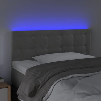 vidaXL LED uzglavlje svjetlosivo 100x5x78/88 cm baršunasto