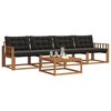 vidaXL Set vanjskih sofa s jastukom 5 pcs Prirodna i crna