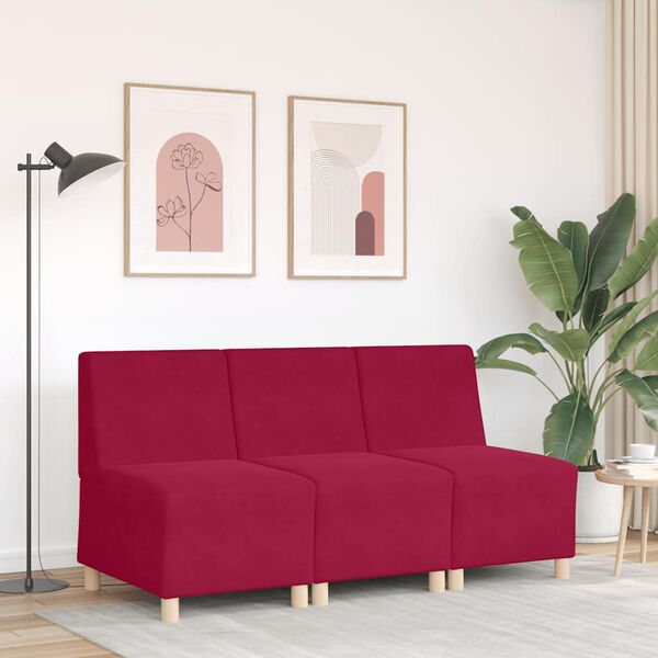 vidaXL Modularna sofa bez naslona za ruke, vino crvena, 55 cm, bar&scaron;un