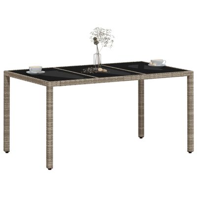vidaXL Vrtni stol sa staklenom pločom sivi 150x90x75 cm od poliratana