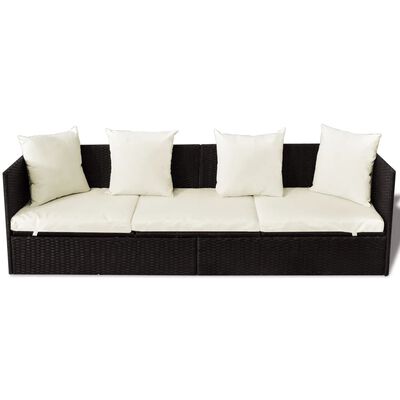 vidaXL Vrtna sofa s jastucima poliratan smeđa