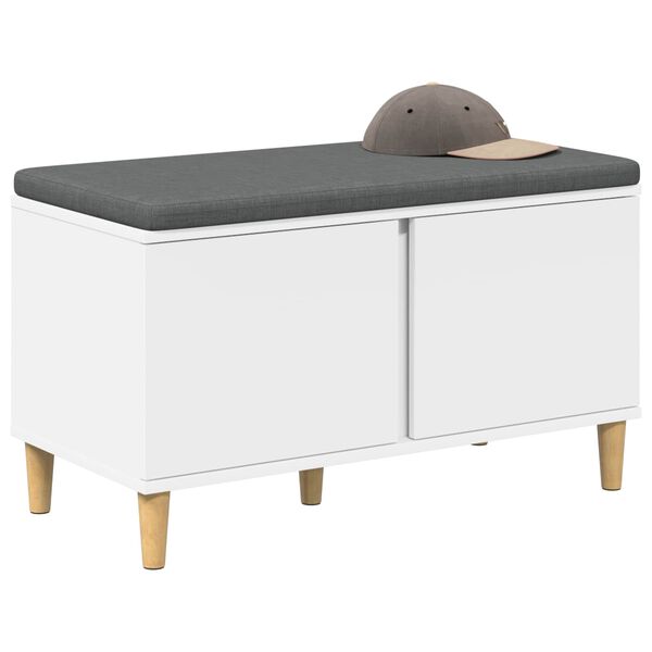 vidaXL Klupa za hodnik s jastukom s pohranom Bijelo 80 x 38 x 46 cm