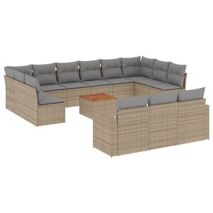 vidaXL 14-dijelni set vrtnih sofa s jastucima poliratan Bež