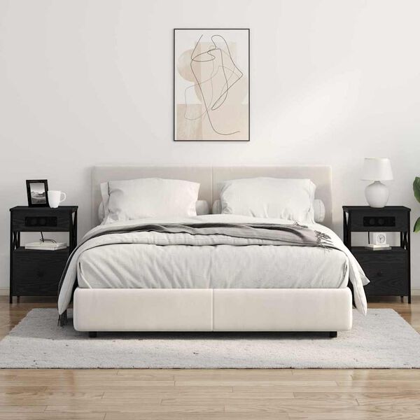 vidaXL Noćni ormar Crni hrast 40 x 31 x 60 cm Konstruirano drvo