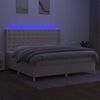 vidaXL Krevet box spring s madracem LED krem 200x200 cm od tkanine