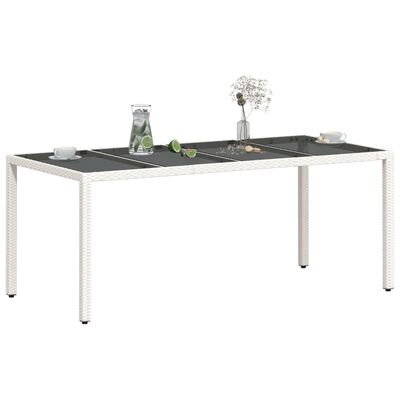 vidaXL Vrtni stol sa staklenom pločom bijeli 190x90x75 cm poliratan