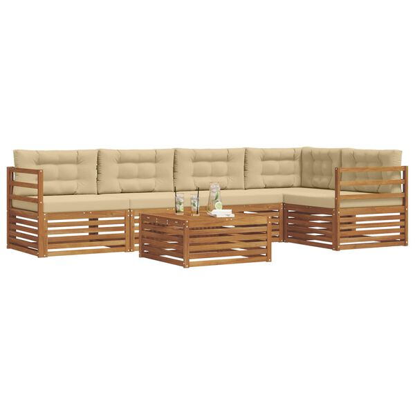vidaXL Set vanjskih sofa s jastukom 6 pcs Prirodna i bež