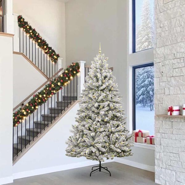 vidaXL Umjetno božićno drvce Zelena i bijela 300 cm PVC i metal