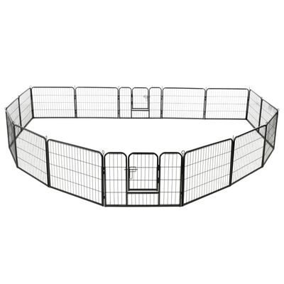 vidaXL Ograda za pse sa 16 ploča od čelika 60 x 80 cm crna