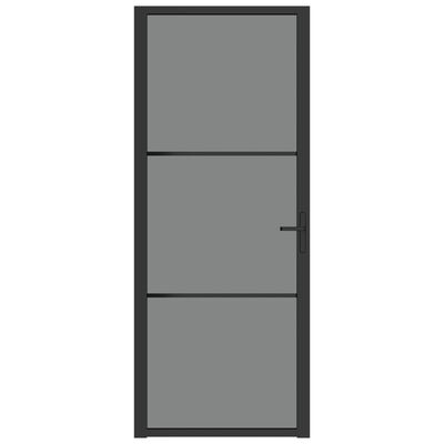 vidaXL Unutarnja vrata 83 x 201,5 cm crna od ESG stakla i aluminija