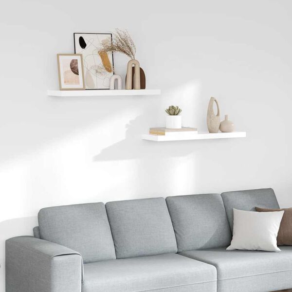 vidaXL Plutajuće zidne police 2 kom sjajne bijele 80x23,5x3,8 cm MDF