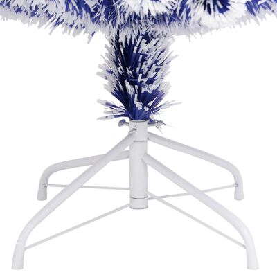 vidaXL Umjetno božićno drvce bijelo-plavo 150 cm optička vlakna
