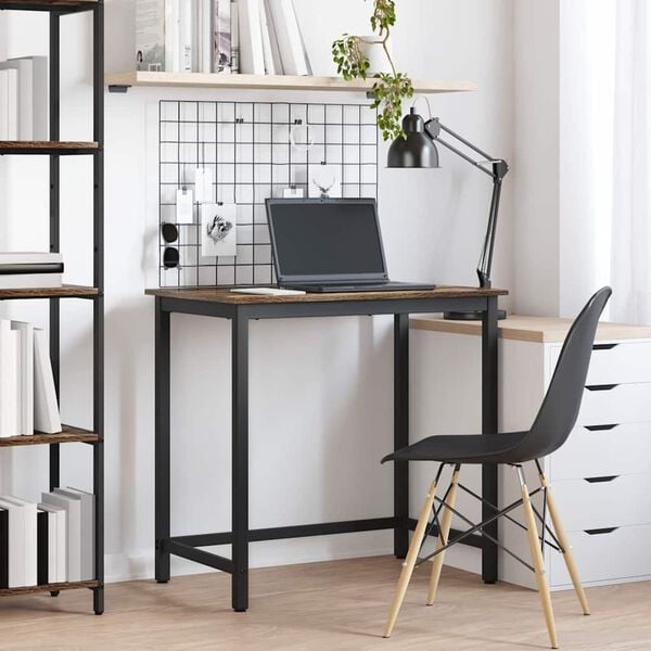 vidaXL stol Dimljeni hrast 100 x 50 x 76,5 cm Inženjerska drva i čelik