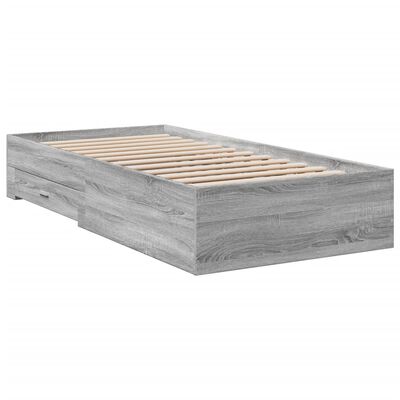 vidaXL Okvir kreveta s ladicama siva boja hrasta 75 x 190 cm drveni