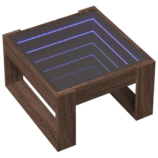 vidaXL Stolić s beskonačnim LED svjetlima boja hrasta 50x53x30 cm