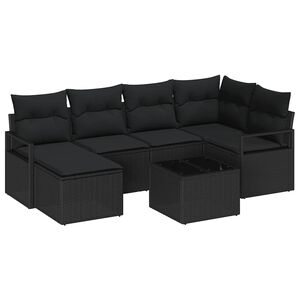 vidaXL Set sofe s jastukom s pohranom 7 pcs Crna poliratan