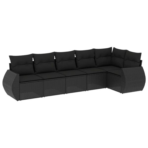 vidaXL 6-dijelni set vrtnih sofa s jastucima crni od poliratana