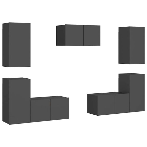 vidaXL 7-dijelni set TV ormarića sivi od konstruiranog drva