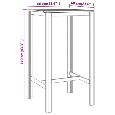 vidaXL Barski stol 60 x 60 x 110 cm od impregnirane borovine