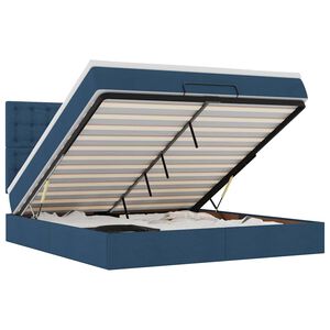 vidaXL Otomanski krevet s madracem i LED plavi 160x200cm tkanine