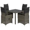 vidaXL 5-dijelni vrtni bistro set od poliratana s jastucima sivi