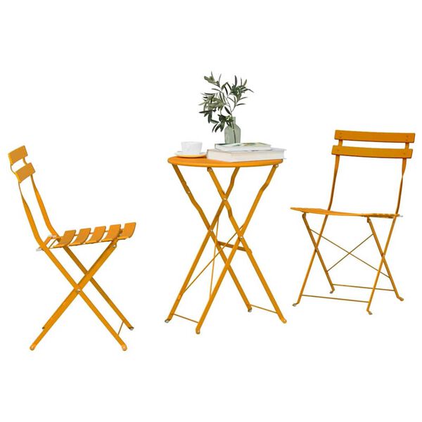vidaXL Sklopivi bistro set 3 pcs Senf Čelik