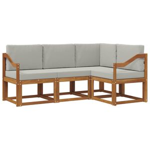 vidaXL Set vanjskih sofa s jastukom 4 pcs Prirodna i svijetlo siva
