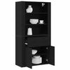vidaXL Highboard Crni hrast 80 x 33 x 150 cm Konstruirano drvo
