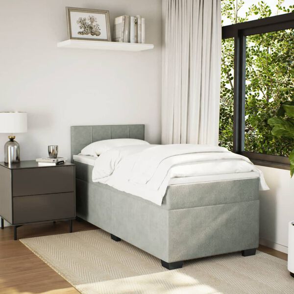 vidaXL Box spring krevet s madracem svjetlosivi 90x190 cm bar&scaron;unasti