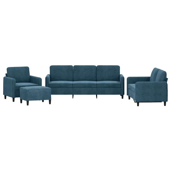vidaXL 4-dijelna sofa garnitura plavi bar&scaron;un