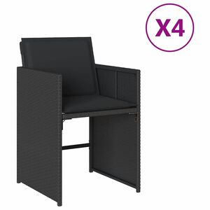 vidaXL Vrtne stolice s jastucima 4 kom crne od poliratana