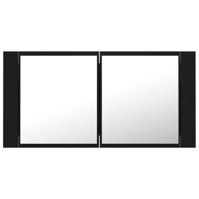 vidaXL LED kupaonski ormarić s ogledalom crni 90x12x45 cm akrilni