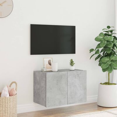 vidaXL Zidni TV ormarić s LED svjetlima siva boja betona 60x35x41 cm