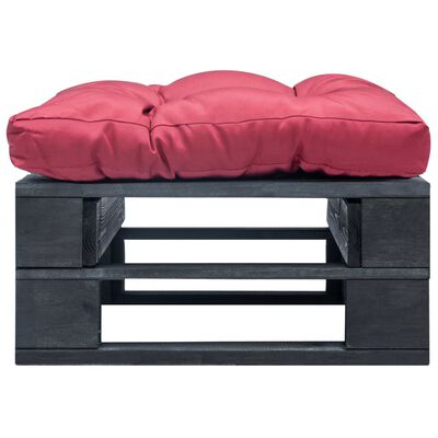 vidaXL Vrtni otoman od paleta s crvenim jastukom crni drveni