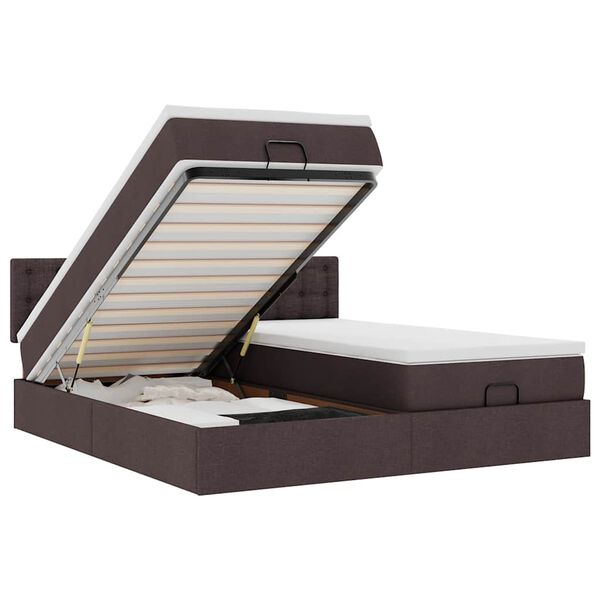 vidaXL Okvir kreveta s madracima tamnosmeđi 180x200cm tkanine