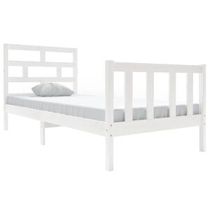 vidaXL Okvir za krevet od masivne borovine bijeli 90 x 190 cm mali
