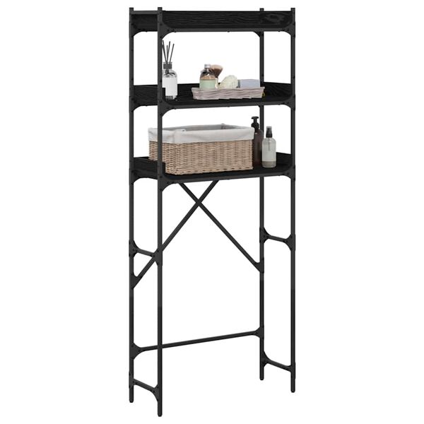 vidaXL Polica za perilicu rublja s policom Crni 0ak 67 x 25 x 163 cm