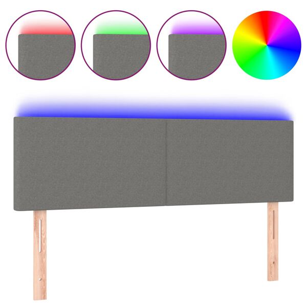 vidaXL LED uzglavlje tamnosivo 144x5x78/88 cm od tkanine