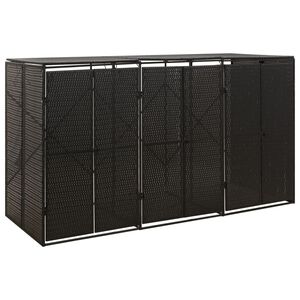 vidaXL Spremi&scaron;te za 3 kante za smeće crno 207 x 80 x 117 cm poliratan