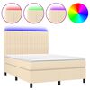 vidaXL Krevet box spring s madracem LED krem 140x190 cm od tkanine