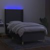 vidaXL Krevet box spring s madracem LED tamnosivi 90x190 cm tkanina