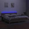 vidaXL Krevet box spring s madracem LED smeđesivi 200x200 cm tkanina