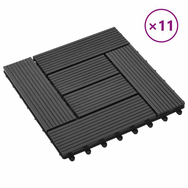 vidaXL Pločice za decking 11 pcs Crna 30 x 30 cm Drvoplastična smjesa
