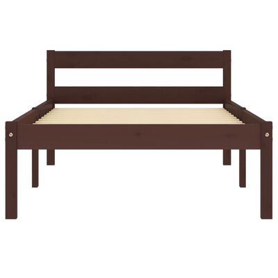 vidaXL Okvir za krevet od masivne borovine tamnosmeđi 90 x 200 cm