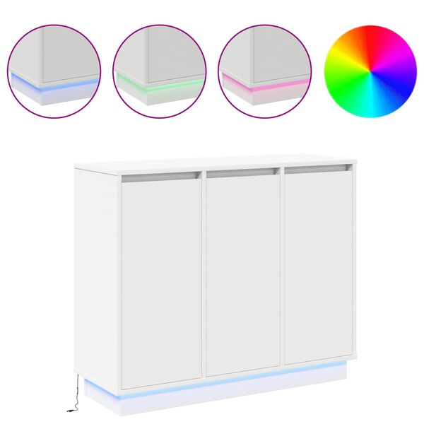 vidaXL LED komoda Bijelo 90 x 32 x 75 cm Konstruirano drvo