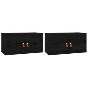vidaXL Zidni ormarići 2 kom crni 60x30x30 cm od masivne borovine