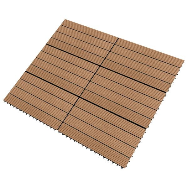 vidaXL Pločice za decking 6 pcs Smeđa 60 x 30 cm Drvoplastična smjesa